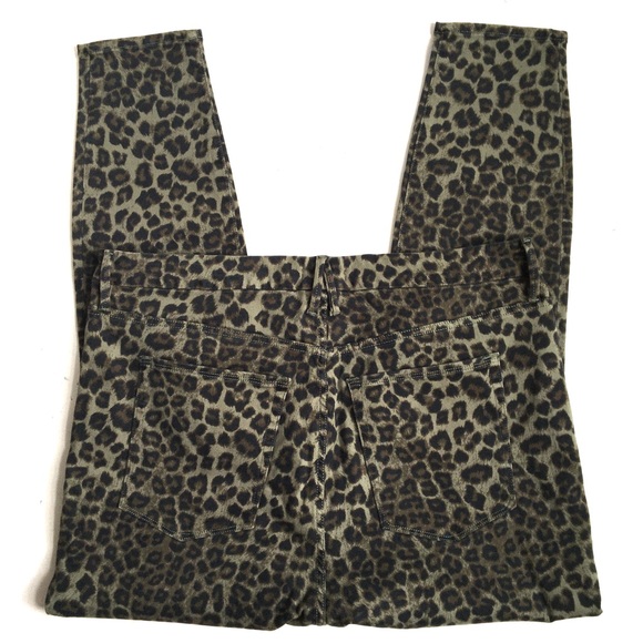 Good American Good Waist Crop Cheetah/Animal Print Green Jeans Size 20 - Picture 15 of 16